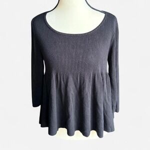 Black Studio‎ Petite Ribbed 3/4 Sleeve Sweater Top